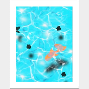 Swimming Koi Fish on Clean River Posters and Art